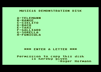 Music16 Demonstration Disk