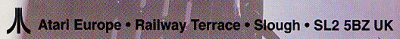 Atari UK address from Jaguar brochure