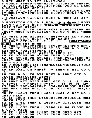 This BASIC listing uses an image to display special characters