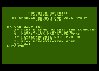 Computer Baseball